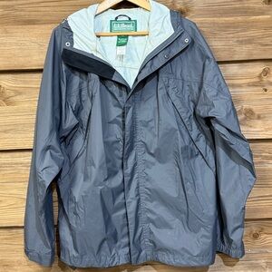 L.L. Bean Charcoal Hooded Nylon Rain Jacket